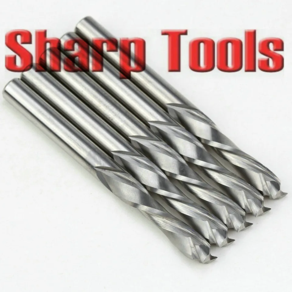FLY MEN 10Pcs 0.2mm 45 Degree Carbide Milling CNC Router End Mills for PCB Wood Acrylic Cutting Bits