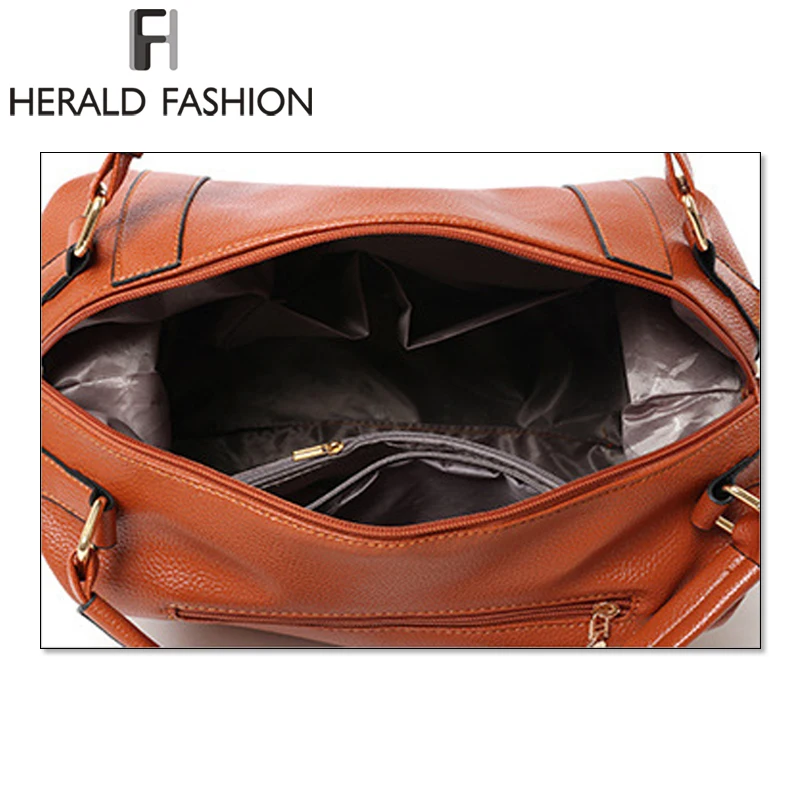 Herald, модные мягкие кожаные сумки, большая Вместительная женская сумка на молнии, женская сумка на плечо, Офисная Женская сумка-хобо, сумка через плечо