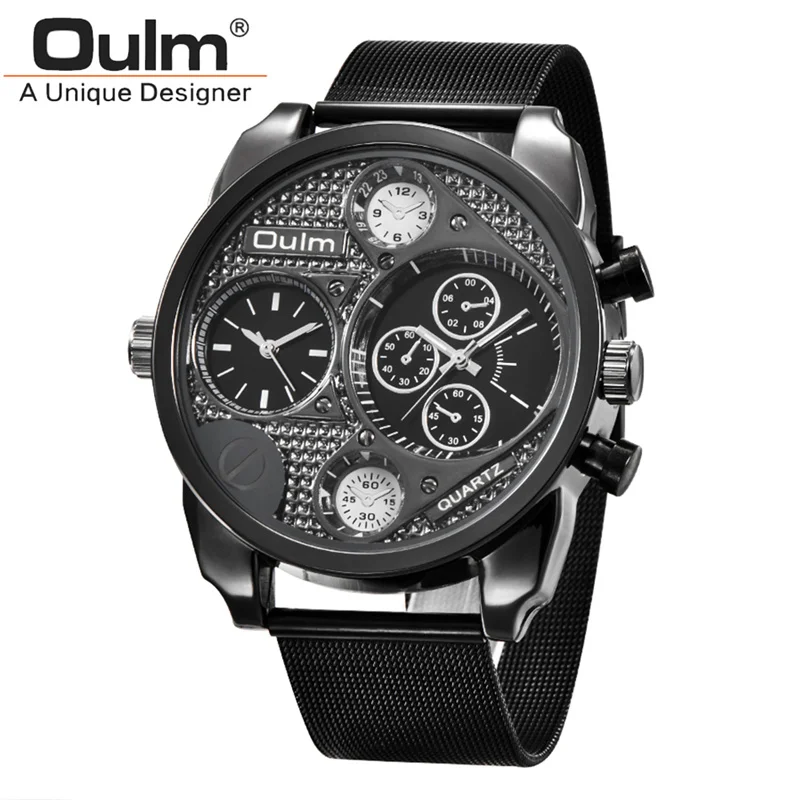 

Oulm 9316 Luxury Brand Watches Mesh Steel Leather Strap Wristwatch Decorative Small Dials Male Quartz Clock Watch Hours relogio