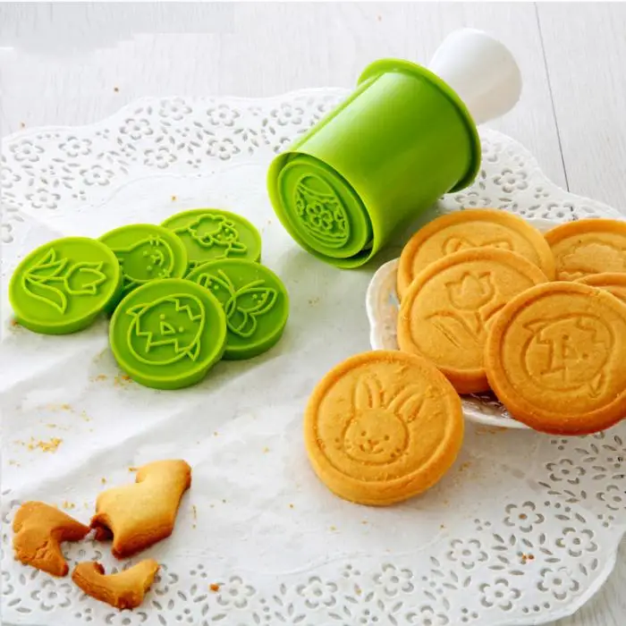 6pcs/set Christmas Tree Cookie Cutter Mold 3D Cartoon Stamps Pastry Biscuit Fondant Baking Tools DTT88