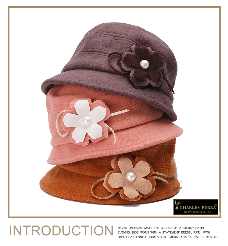 Новое поступление Женская зимняя женская шерстяная шляпа модная шерстяная шапка в английском стиле для взрослых модная Цветочная теплая шапка для бассейна B-7556
