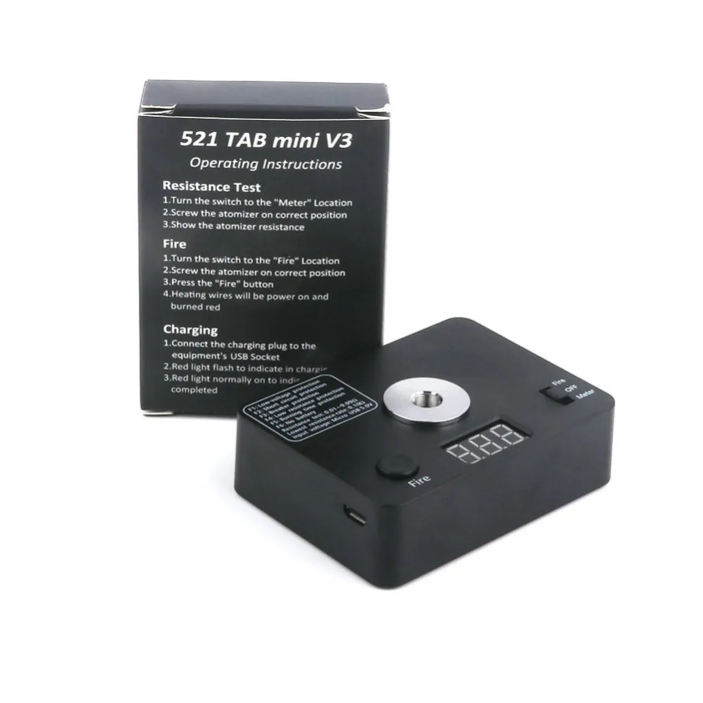 

Resistance Tester OHM Meter 521 TAB LED Coil Wire DIY Tool for Electronic Cigarette 510 Thread RDA RBA Atomizer Accessories