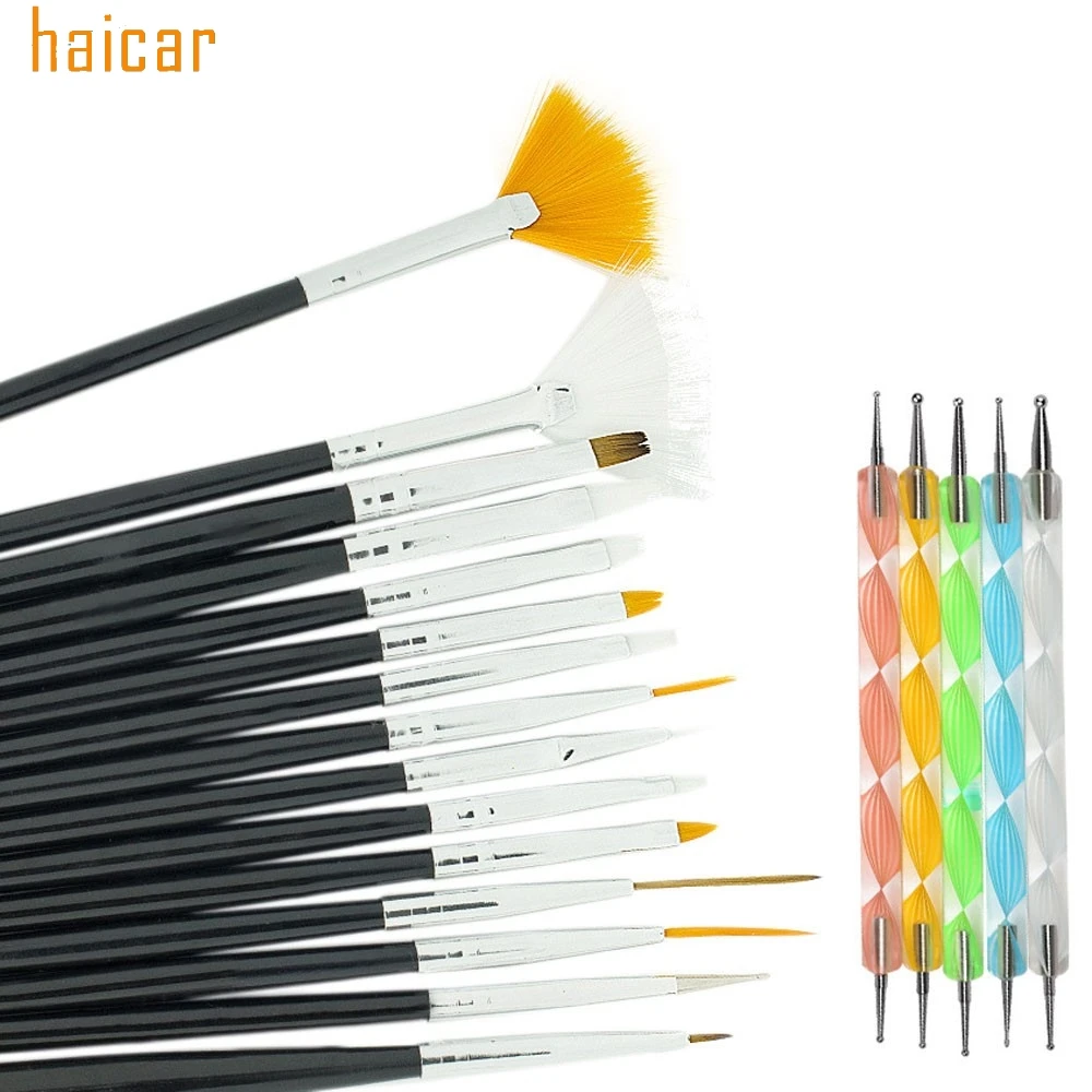 HAICAR 20PCS/Set Nail Art Design Dotting Painting Drawing Polishing Brushes Nails Pen Manicure Tools 161007 Drop Shipping | Красота и