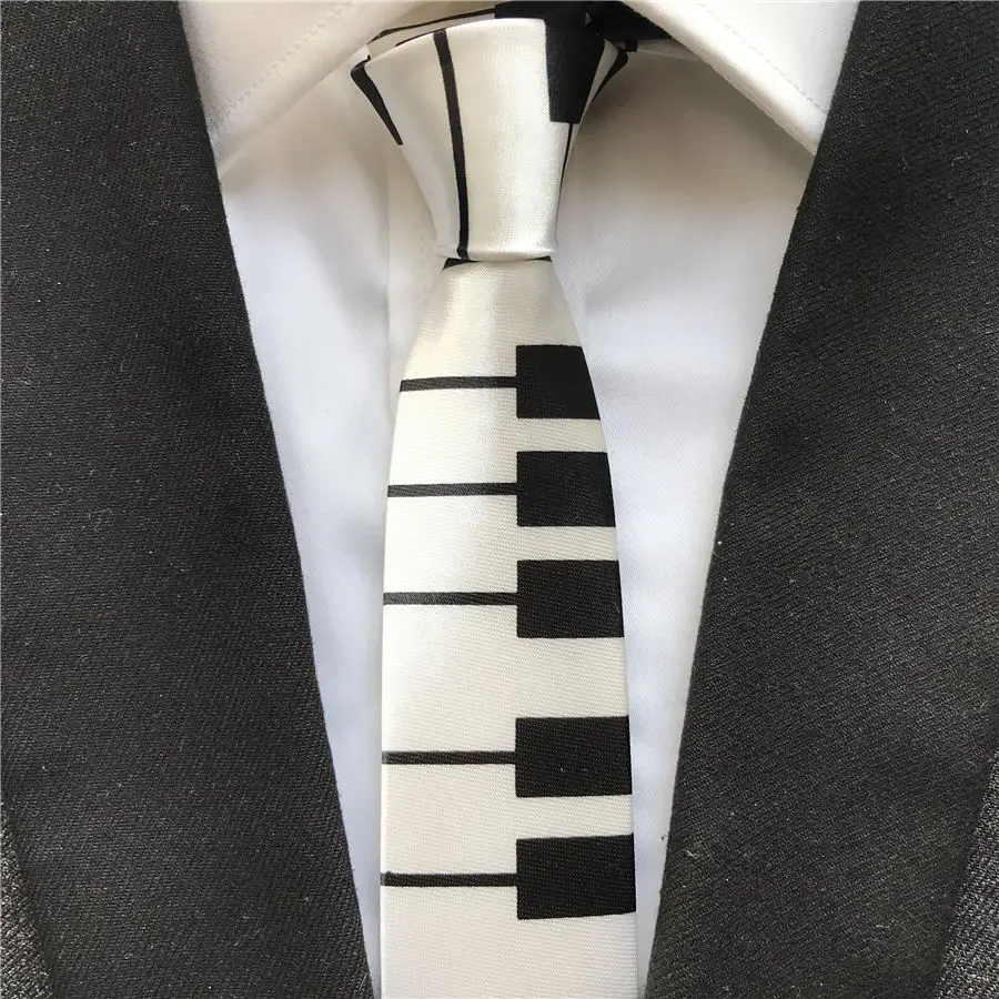 5 см уникальный дизайн галстук музыкальный белый с широкой черной клавиатурой пианино галстук