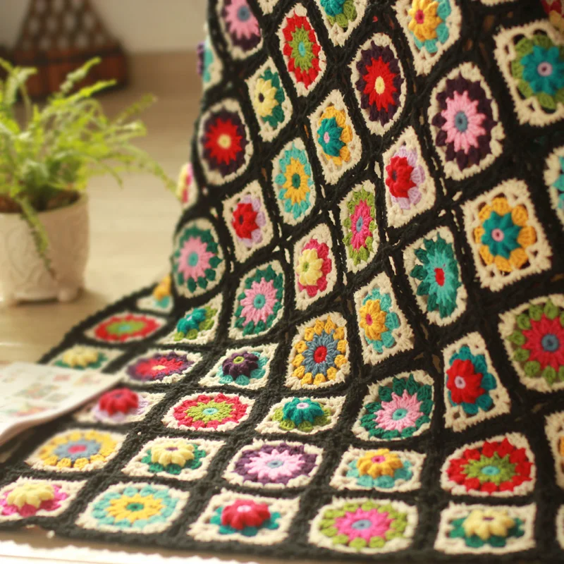 

hot sale 60x80 sofa mat blanket Tea Ceremony Hand hooked fashion crochet blanket cushion felt pastoral style home&living gift