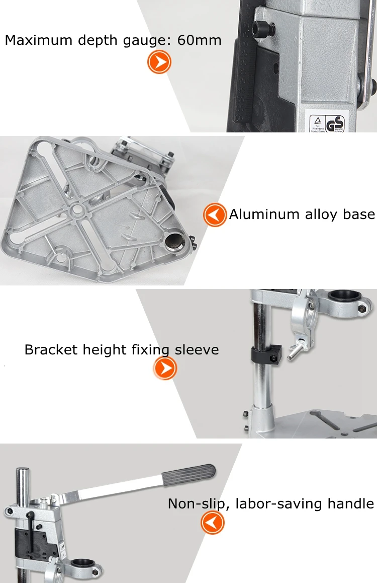 Алюминиевая настольная подставка для дрели с двойной головкой, электрическая дрель с основанием, держатель для дрели, аксессуары для электрошлифовальной машины по дереву, серебристого цвета