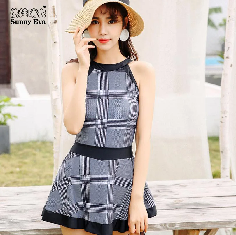 

Sunny eva checked swimsuits of a large size dress one-piece-bathing-suit swimsuit woman 2018 swimwear women one piece push up