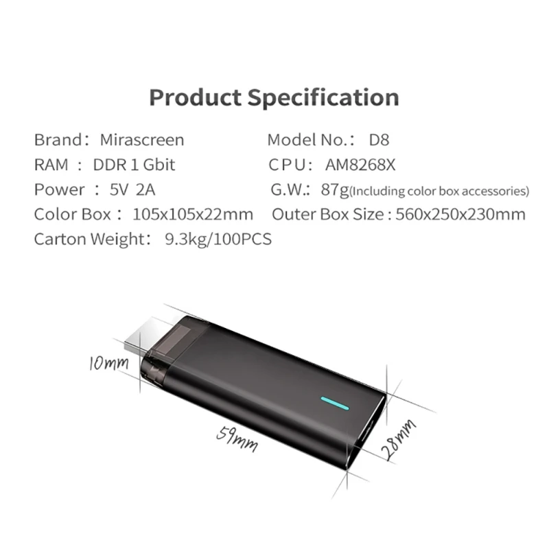 Mirascreen D8 Wifi 2 4G/5G Дисплей ТВ ключ 1080P Miracast Airplay отзеркаливание DLNA к HD адаптер для iPhone