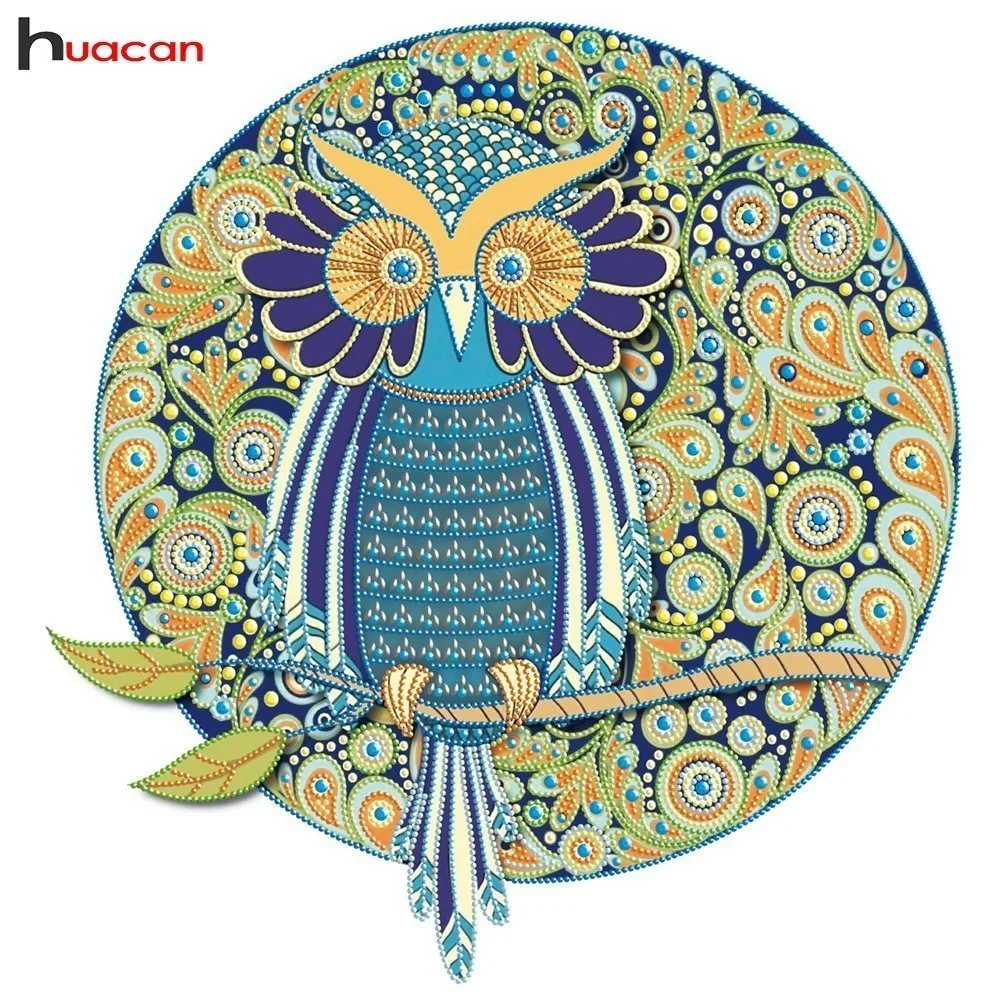 

Huacan Diamond Painting Owl Picture Of Rhinestone Special Shaped Diamond Embroidery Animal Mosaic DIY Kit Craft 44x44cm