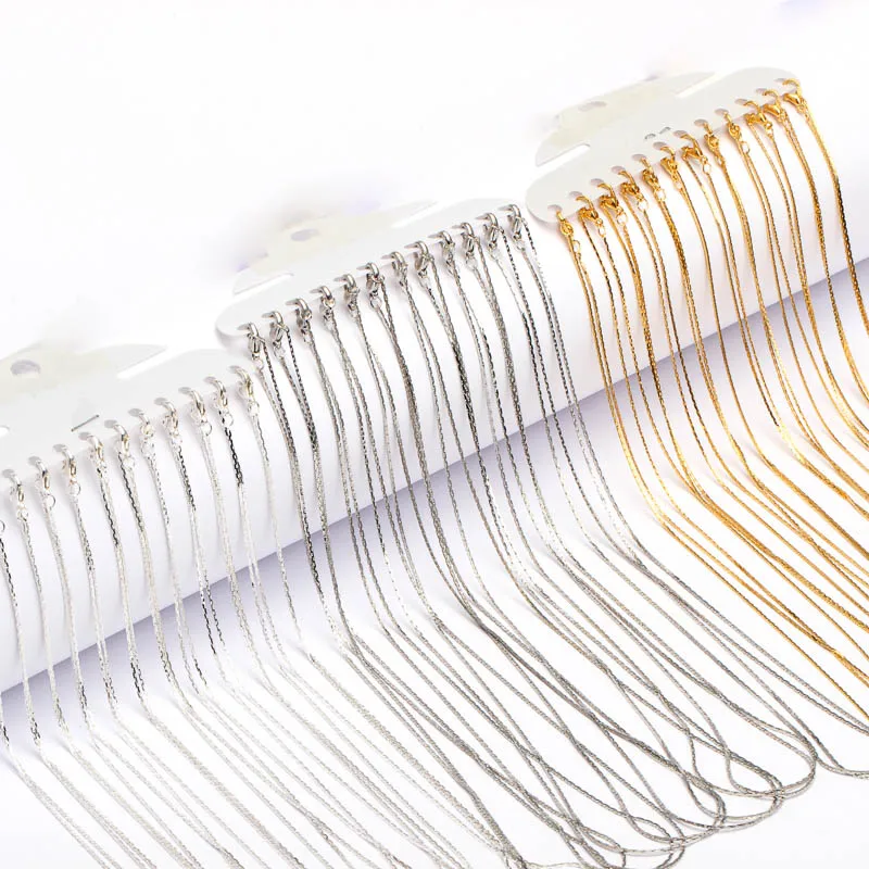 12 шт. золото/серебро/родий цвет металла звено цепи ожерелье застежка Омар 40 см длина простое ожерелье цепь DIY ювелирные изделия