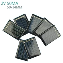 AIYIMA 10Pcs Solar Panels Battery Power Solars Charging DIY Rechargeable Batteries 2V 50MA 50x34MM Solar Panel