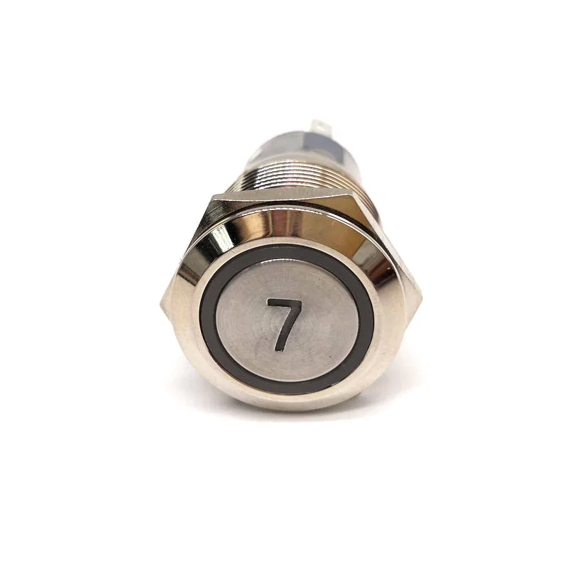 19 мм моментальная Перезагрузка Водонепроницаемый металлический кнопочный переключатель Led номер с буквенным принтом для детей 0, 1 2 3 4 5 6 7 8 9 10 Лифт по индивидуальному заказу - Цвет: 7