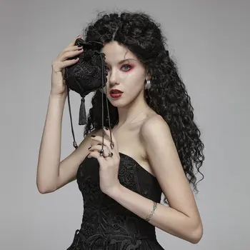 

PUNK RAVE Women Gothic Lolita Lace Small Hand Bag Women Evening Party Elegant Skull Bag