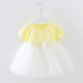 

summer lace pengpeng dress children suit short sleeve sweet loveliness lively Wearoutside Loose light sweet baby girl clothes