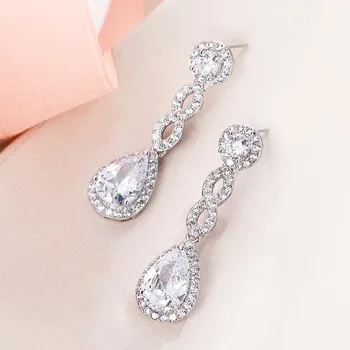 

Tuliper Infinity Teardrop Bridal Earrings Cubic Zircon Pierced Earrings Jewelry For Wedding Women Accessory Party