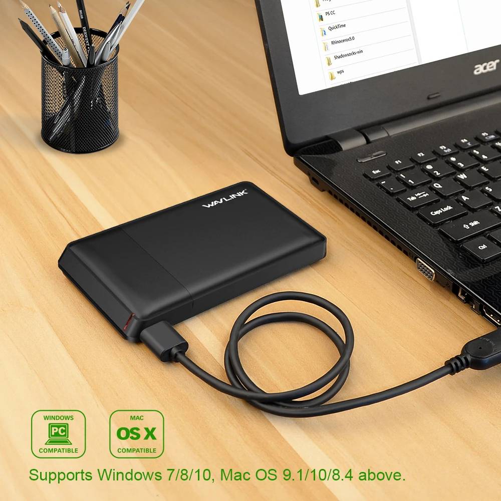 Корпус Wavlink для внешнего жесткого диска 2 5 дюйма USB 3 0 Гбит/с поддержка UASP и SATA