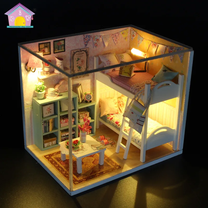 

Doll house Miniature DIY House Kit Plus Dust Proof Creative Room With Furniture for Romantic Christmas Valentine's Gift