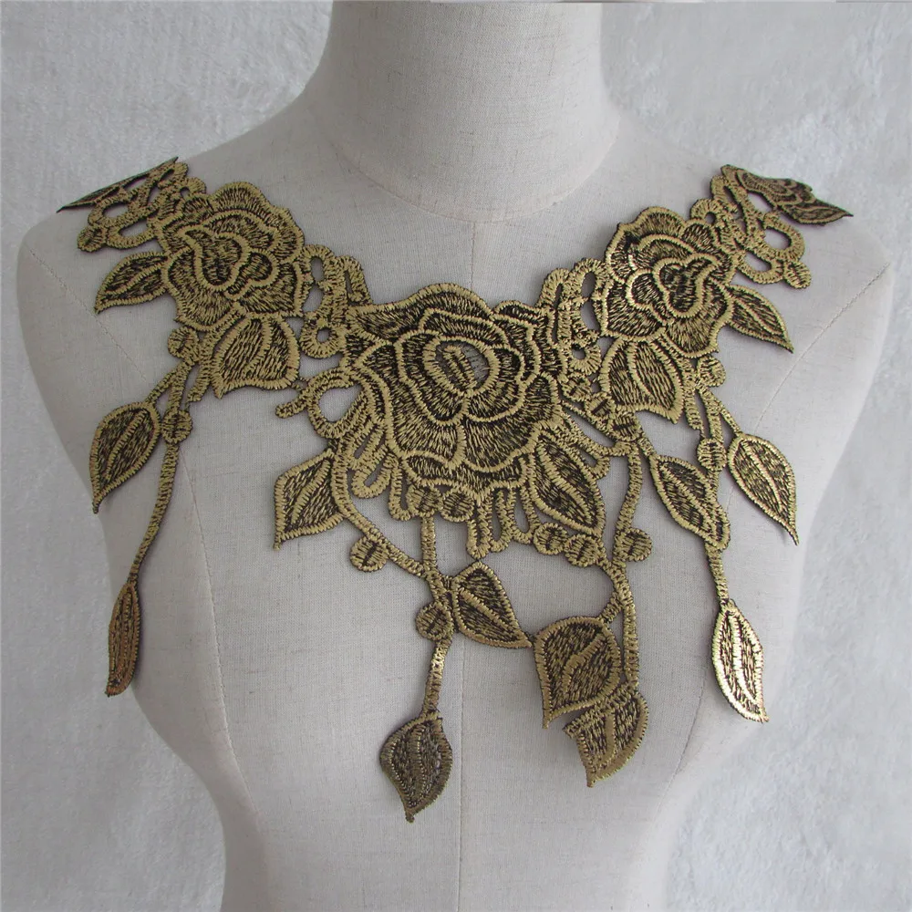 Buy brand new fashion style golden embroidery lace