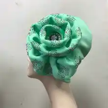 Нигерия уже сделал геле Кепка с бисером Африканский гелевый головной убор с красочными камнями тюрбан голова повязка на голову шапочка Авто Gele-AC30