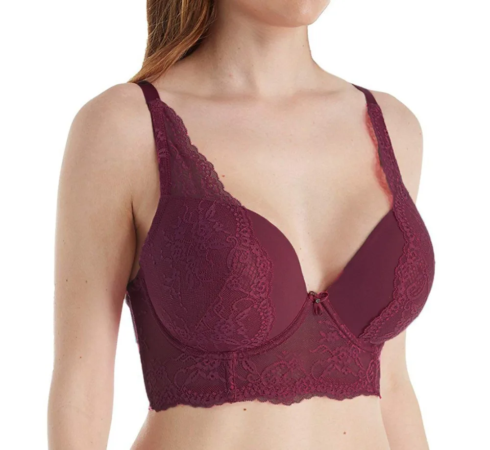 

MiaoErSiDai Women Plunge Bra Lace stitch Push Up Soutien Gorge Sexy Inimates Plus Size 5351