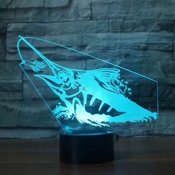 

LED Catching Fish Lamp 7 Changing Colors 3d illusion night lamp, 3D fishing light as gift for fishing lover