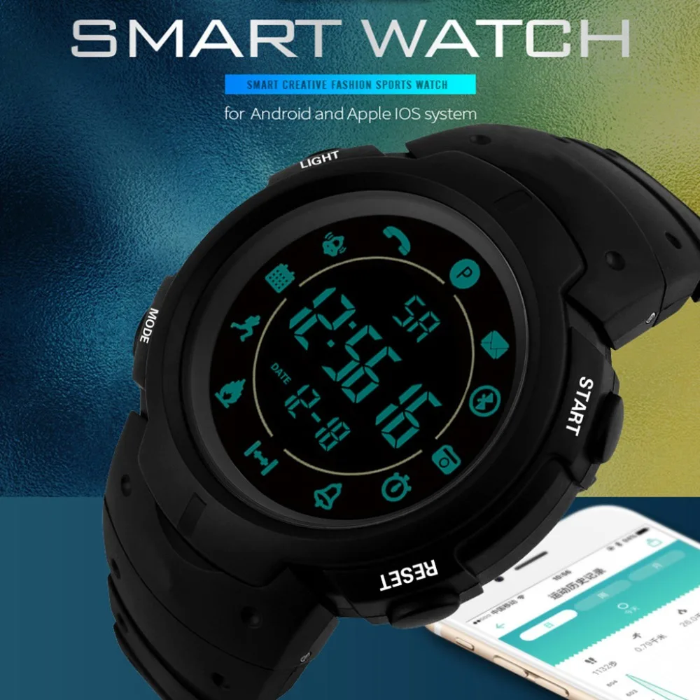 

50M Waterproof Men Watches Luxury Brand Bluetooth Electronic Sport Watch Men Fashion Retro Design Rubber Clock Men Wristwatch