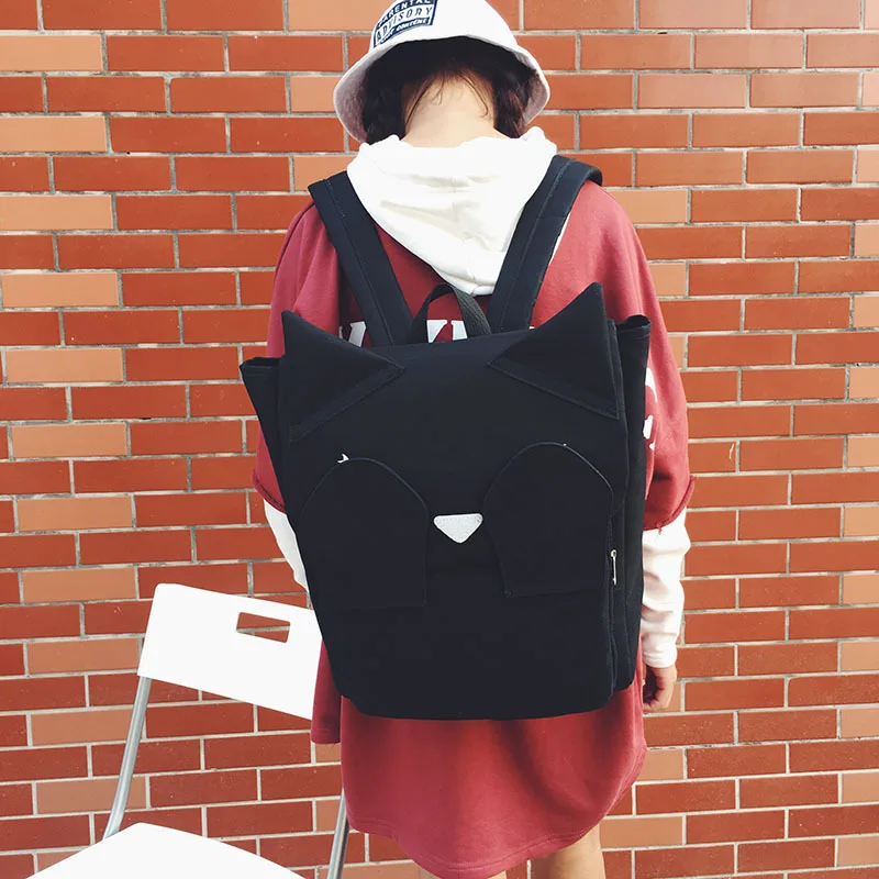 

Newest cute cat ears women backpacks cartoon printed double shoulder bags for teenagers girls big capacity oxford school bags