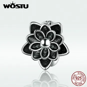 

WOSTU S925 Lotus Beads Authentic 925 Sterling Silver Charm Beads Fit Bracelet & Bangle For Women Jewelry Gift DXC1196