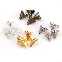 100pcs 15x16 мм филигрань цветок металлический поднос Полые бусины пластиковые заглушки обжимной Подвески connectorsfor DIY ювелирных изделий