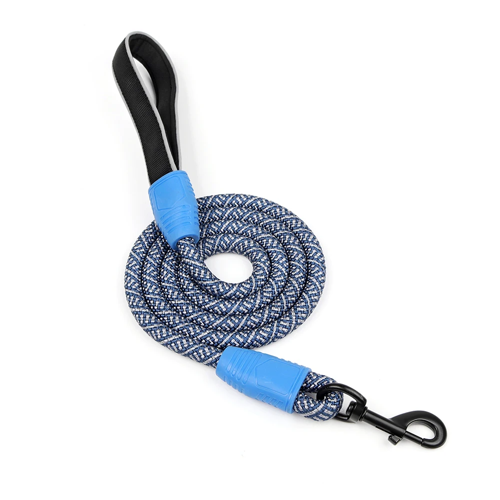 Сверхмощный длинный поводок для собак нейлоновый отражающий поводок для тренировок домашних животных мягкая ручка наружная веревка для похода собаки поводки 5 футов/6 футов - Цвет: Blue