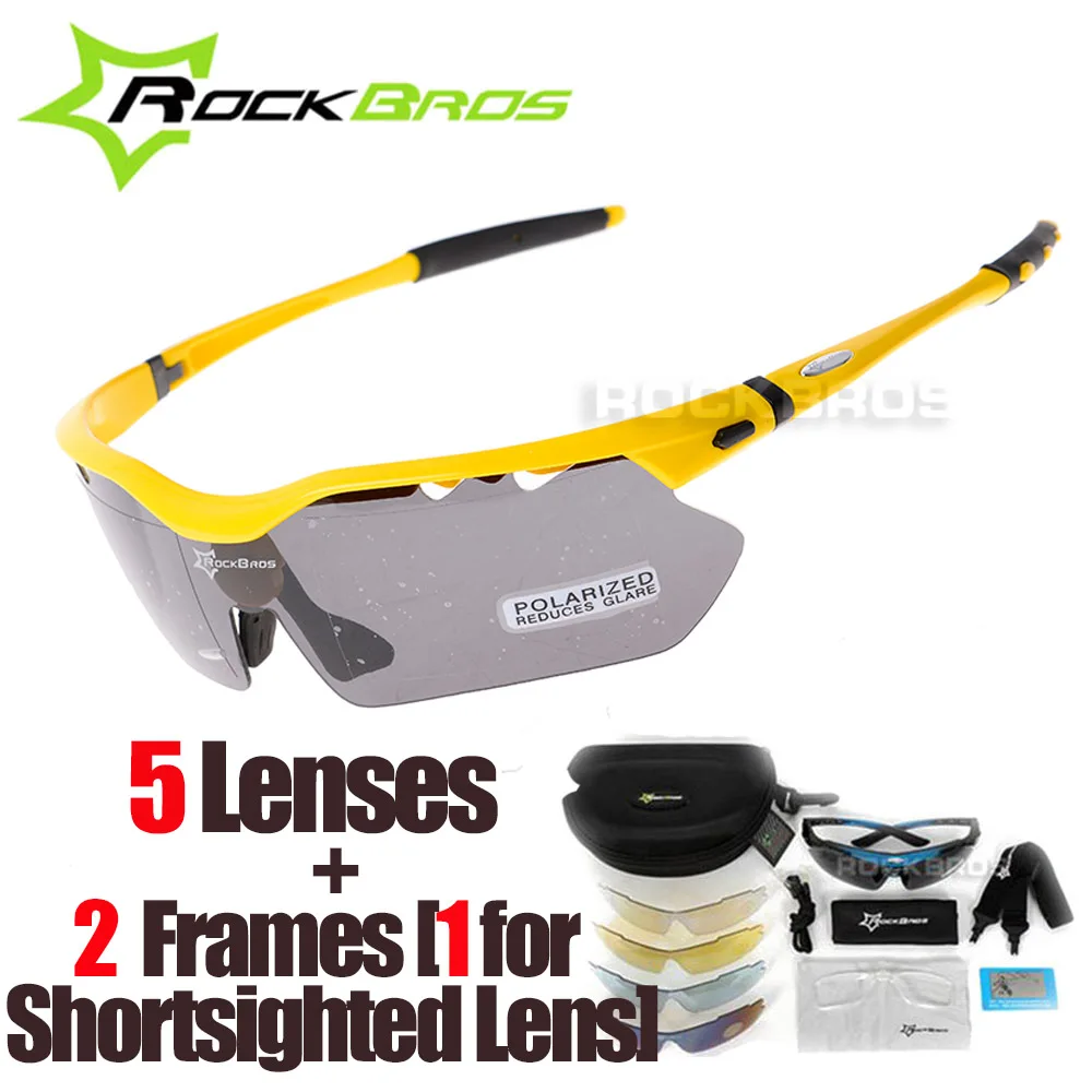 RockBros Polarized 5 Lenses Cycling Glasses with Myopia Frame Bike