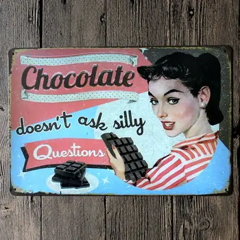 

Chocolate Tin Signs Food Metal Plate Shabby Chic Vintage Style Wall Pub Home Art Party Decor Iron Poster Cuadros DU-6245