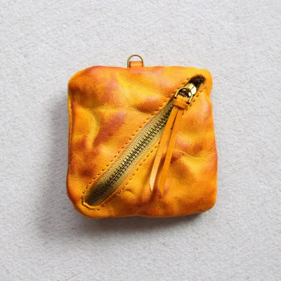 LEACOOL Кошелек для монет из натуральной кожи для мужчин и женщин, маленький мини-карман, кожаная сумка для денег, чехол для монет, 15 стилей на выбор - Цвет: 3-Yellow