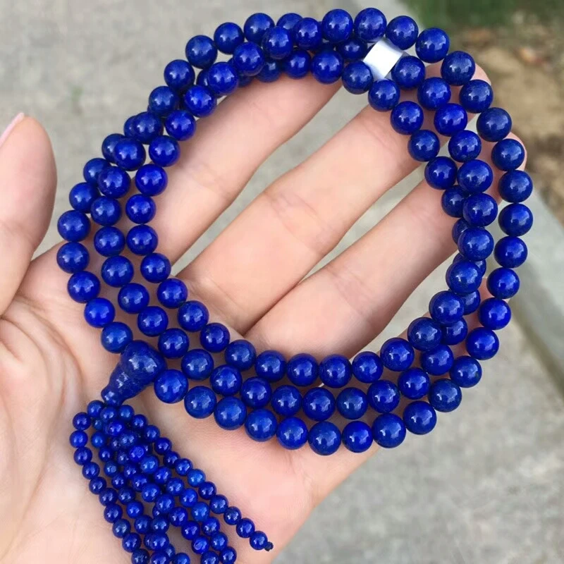 Natural Lapis Lazuli Royal Blue Gemstone 108 Buddha 6mm Round Beads Stretch Necklace Bracelet Woman Man AAAAA (3)