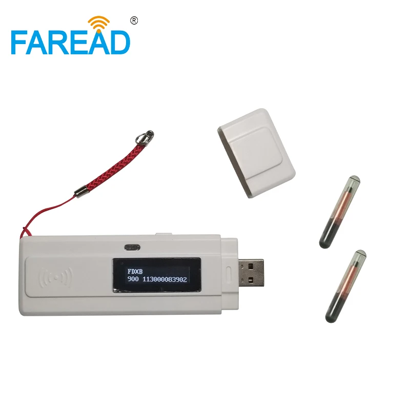 

x1pc RFID pocket Reader 134.2kHz FDX-B USB mini pet scanner easy to carry+ x2pcs microchips as free sample for testing