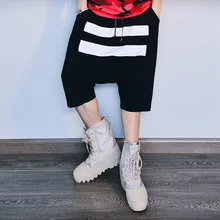 28-36! Новая мужская одежда Gd летние брюки винтажные мужские брюки капри прямые свободные шаровары певицы костюмы