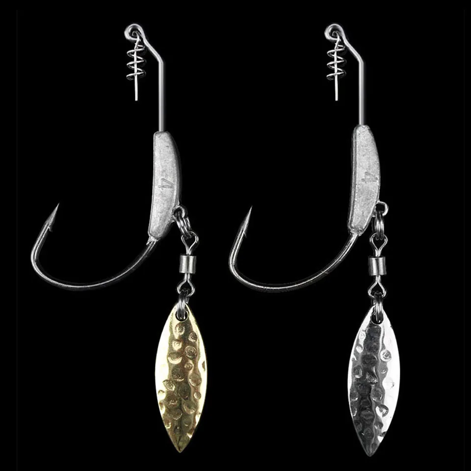 WALK FISH 3PCS/Lot Offset Fishing Hooks Lead Weighted Crank Hook with Spoon Soft Baits Hook Add Lead Weight Worm Hook
