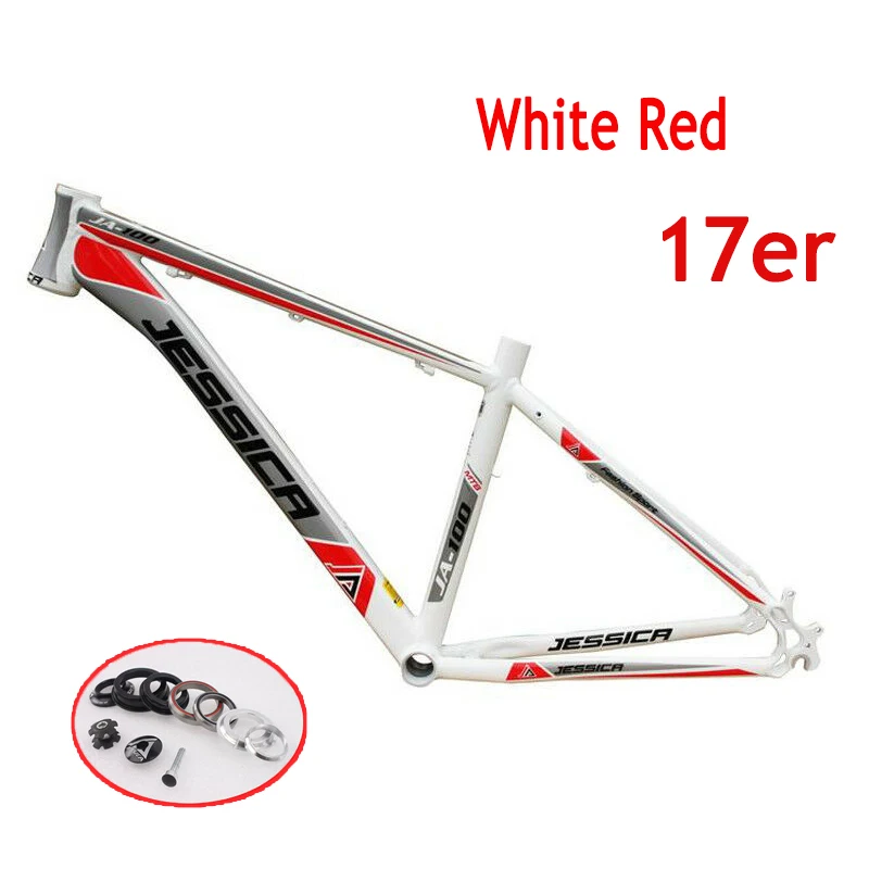 JESSICA 26er алюминиевая рама для горного велосипеда MTB 15," 17", рама для горного велосипеда, прямая оголовье, диск 44 мм, гарнитура, Ультралегкая оправа - Цвет: White Red-17in