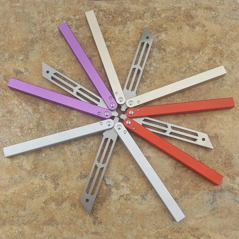 SQUID TRITON Trainer Butterfly knife One channel Tranining knife Aluminum Hanldle Bushing system crown Spine and edge