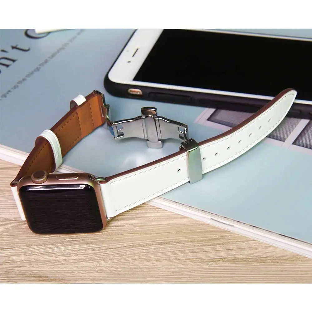 Ремешок из натуральной кожи для Apple watch 4 ремешка 44 мм 40 Iwatch band 42 correa 38 браслет