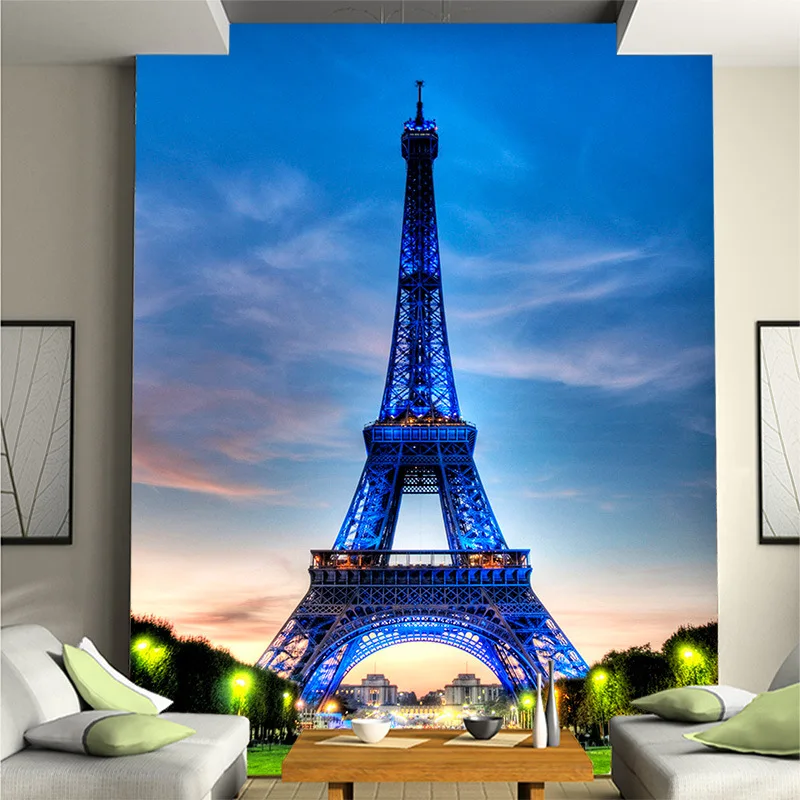 

Customized Paris Eiffel Tower European large murals non-woven wallpaper TV sofa background wall hotel office photo wallpaper