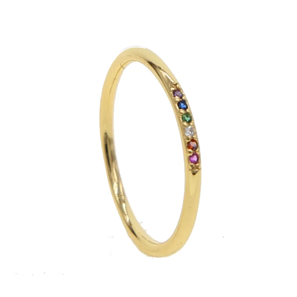 925-Sterling-Silver Rings For Women Rainbow Cubic Zircon round cz band Rings Gradient Color Rings Unique Silver Jewelry