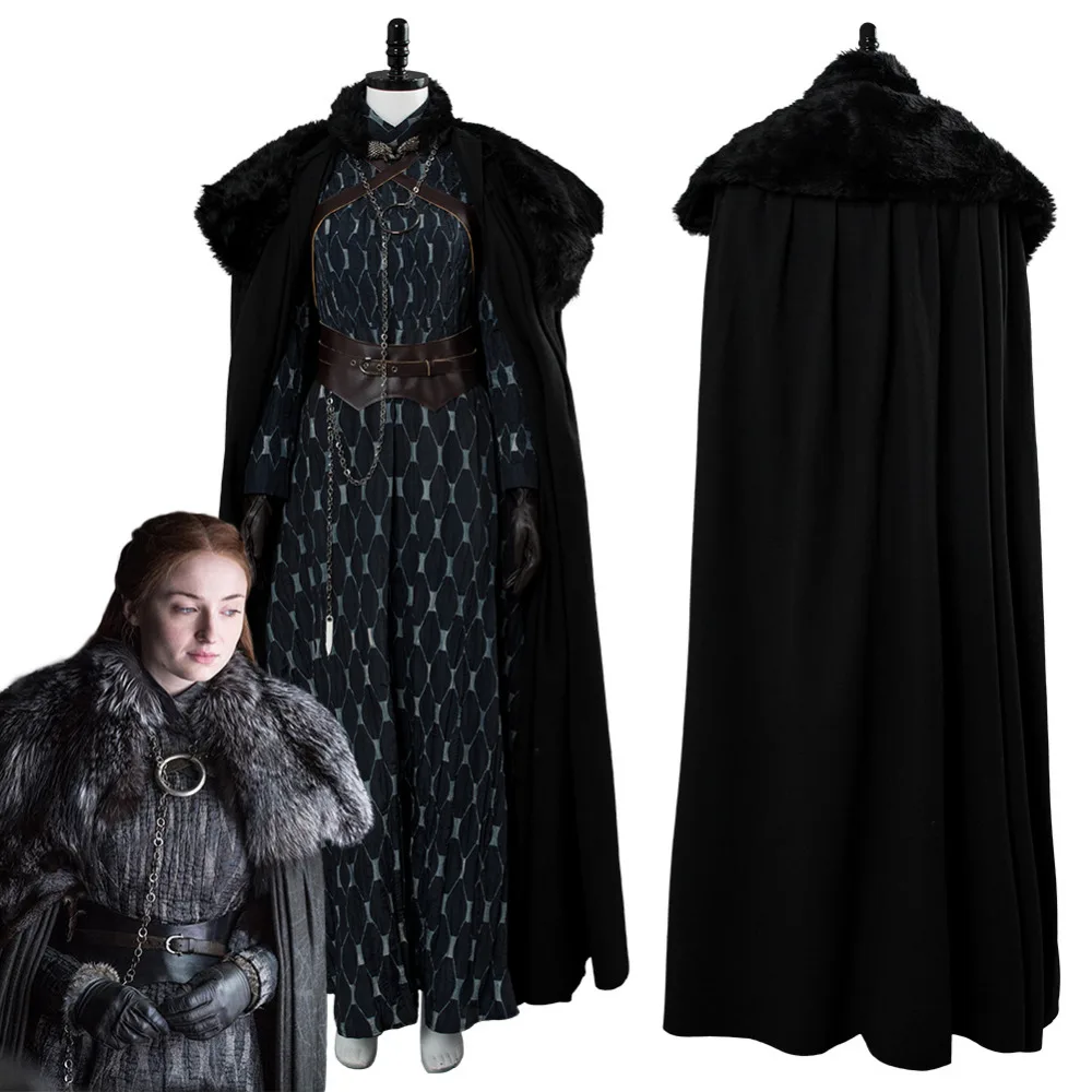 S8 Sansa Старк косплей костюм наряд платье накидка для взрослых женщин Хэллоуин