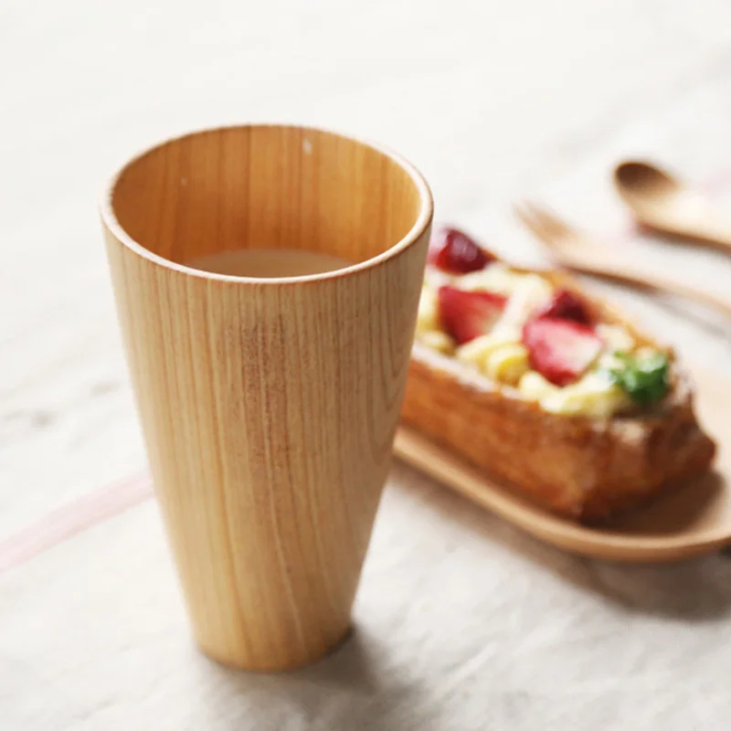 Ykohkofe Tea Wooden Cup Juice Handmade Log Mug Coffee Color Wood