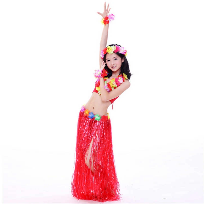 Пластик волокон Для женщин травы юбки Юбка для танца \"хула\" Гавайские костюмы 60 см Женская одежда на 6 шт./компл