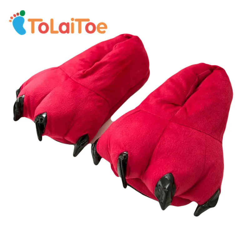 

ToLaiToe Free Shipping Funny Animal Paw Slippers Cute Monster Claw Slippers Cartoon Slipper Warm Soft Plush Winter Indoor Shoes