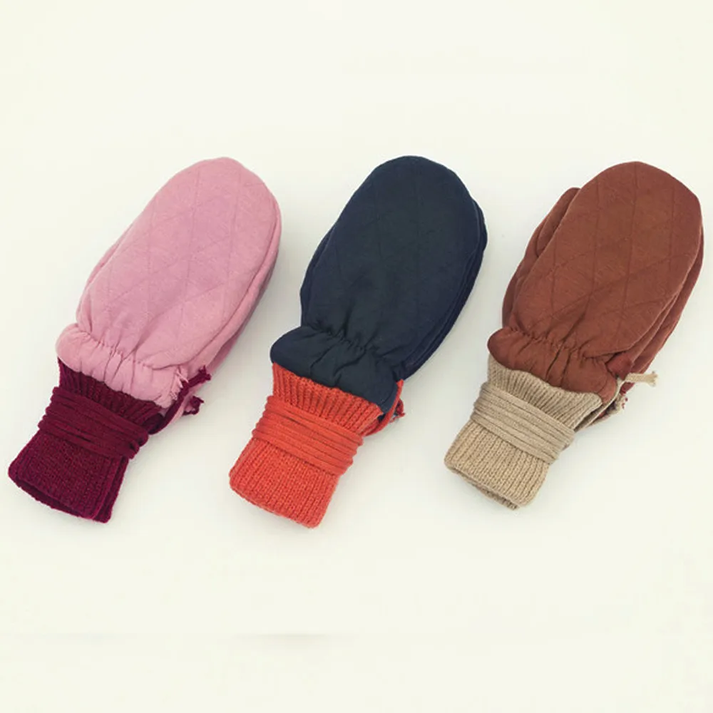 

Children's cute thickening gloves 2019 fashion winter warm boy girl stitching color mittens