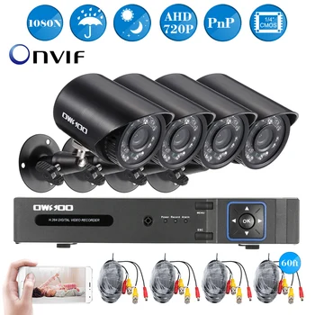 

OWSOO 4CH 1080N Network DVR CCTV System 4PCS 720P 1500TV IR Waterproof Outdoor AHD Camera Home Security System Surveillance Kit