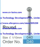 Зубные лаборатории карбид кремния алмазным бором бор D40 круглый бриллиант bur круглый шлифовальная машина круглый полировки хвостовик инструмента размер 2,35 мм 30 шт