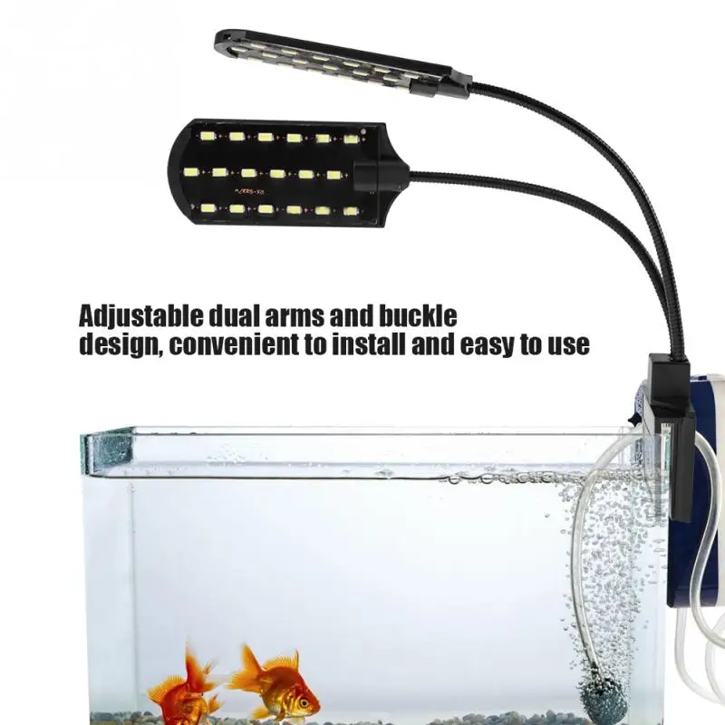 Fishing Light Double LED Fish Tank Light Adjustable Dual Arms Light for